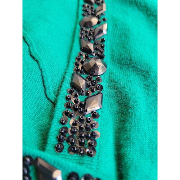 Style & Co petite. Vintage Beaded Blouse V-neck green size Medium - Picture 9 of 12